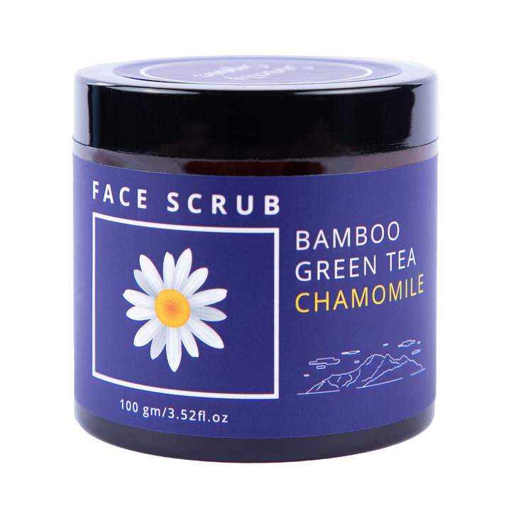Bamboo Face Scrub- Green Tea, Chamomile with Vitamin C and Niacinamide | For Sensitive Skin