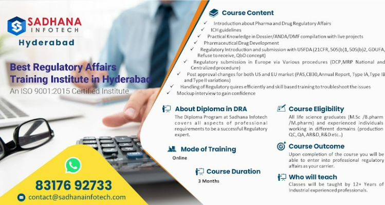 Regulatory affairs courses in hyderabad | Sadhanainfotech