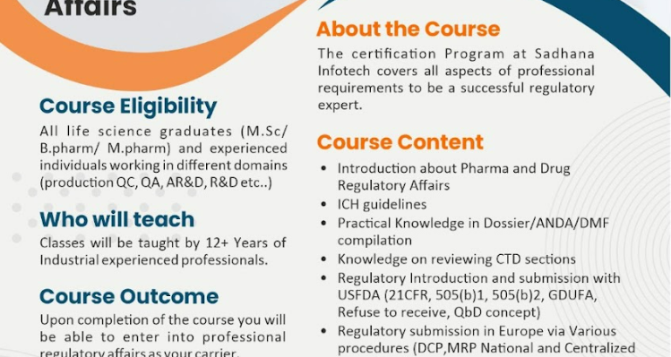 Regulatory affairs courses in hyderabad | Sadhanainfotech