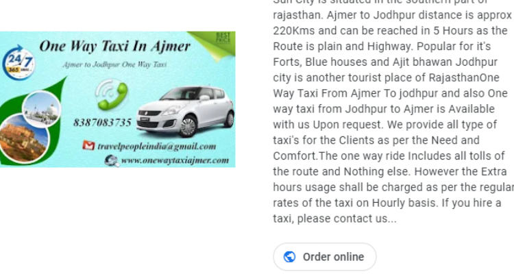 One Way Taxi In Ajmer