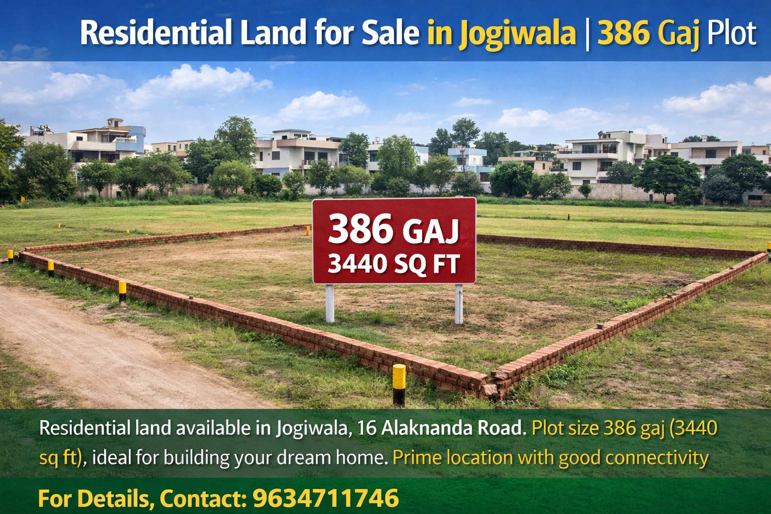 Residential Land for Sale in Jogiwala | 386 Gaj Plot