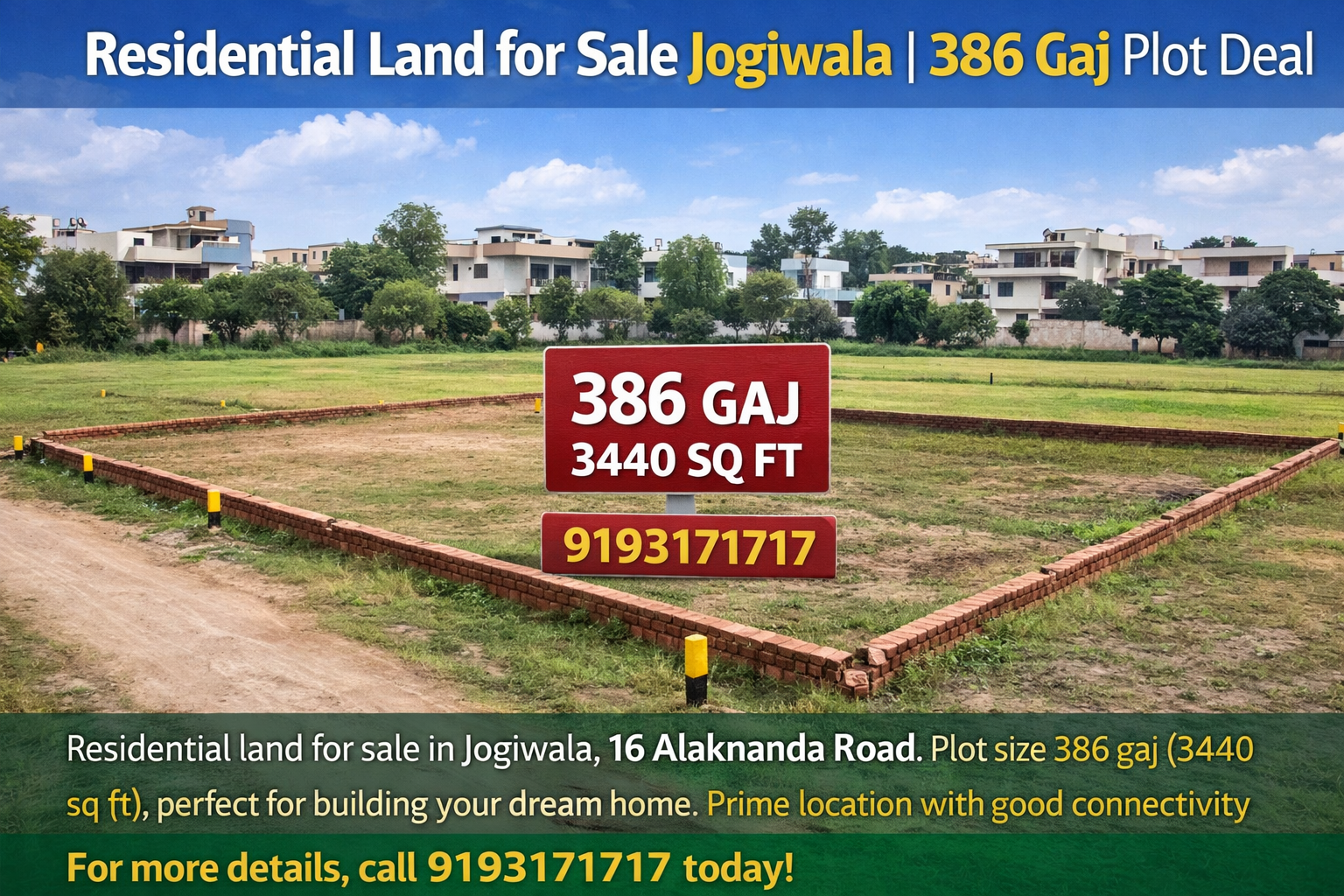 Residential Land for Sale Jogiwala | 386 Gaj Plot Deal