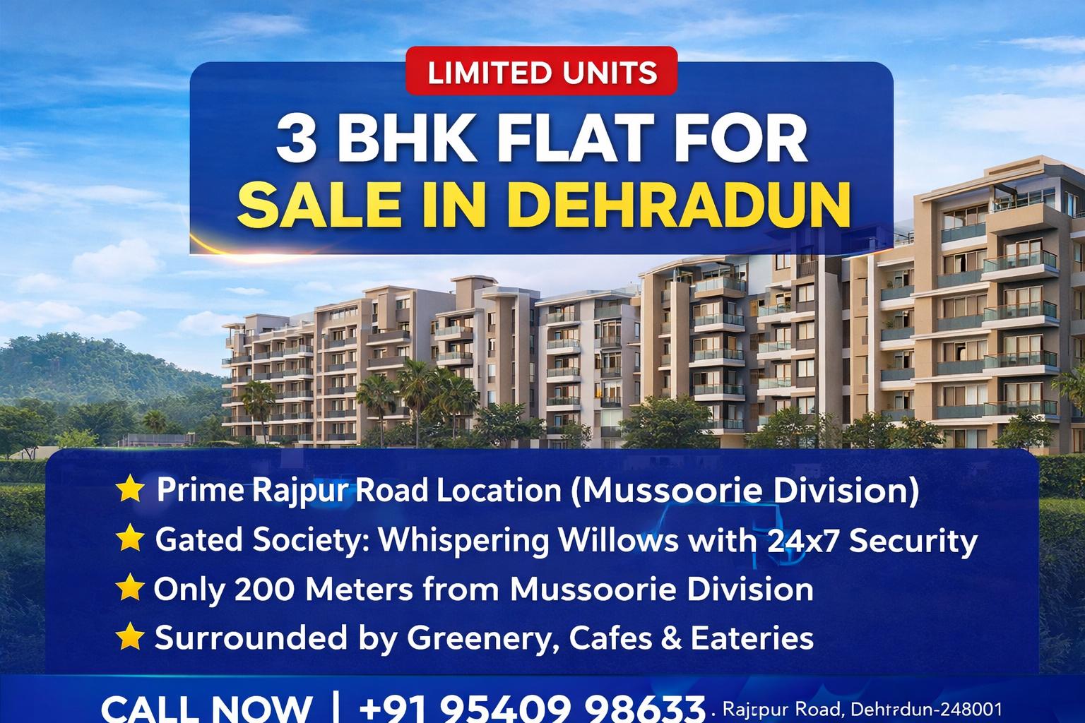 3BHK Flat in Dehradun | Gated Society Near Rajpur Rd